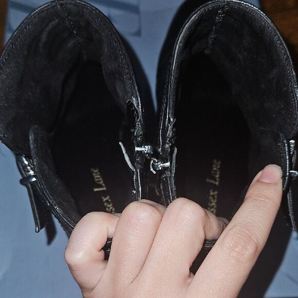 Essex Lane Black Ankle Booties with Silver Buckles - Picture 5 of 12